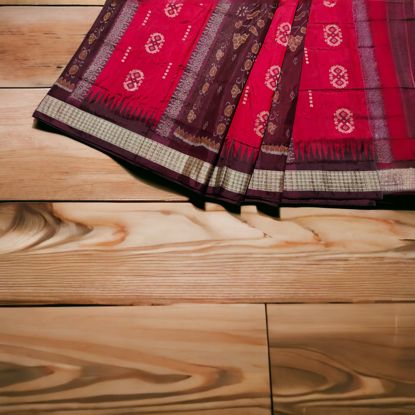 TSC Maroon Elegance Bomkai Bandha Silk Saree