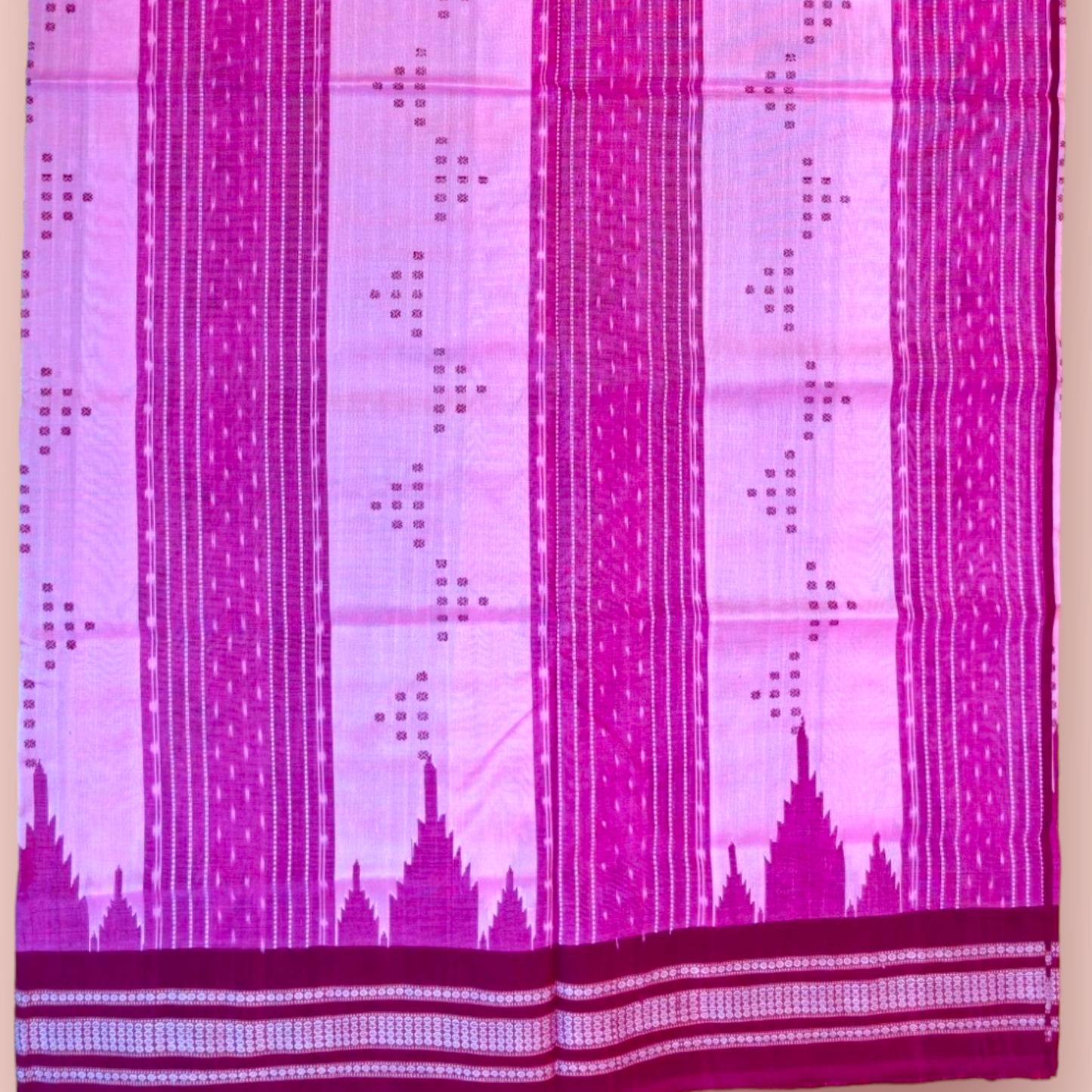 TSC Suta Bapta Saree in Pink and Maroon with Temple | Floral Motifs