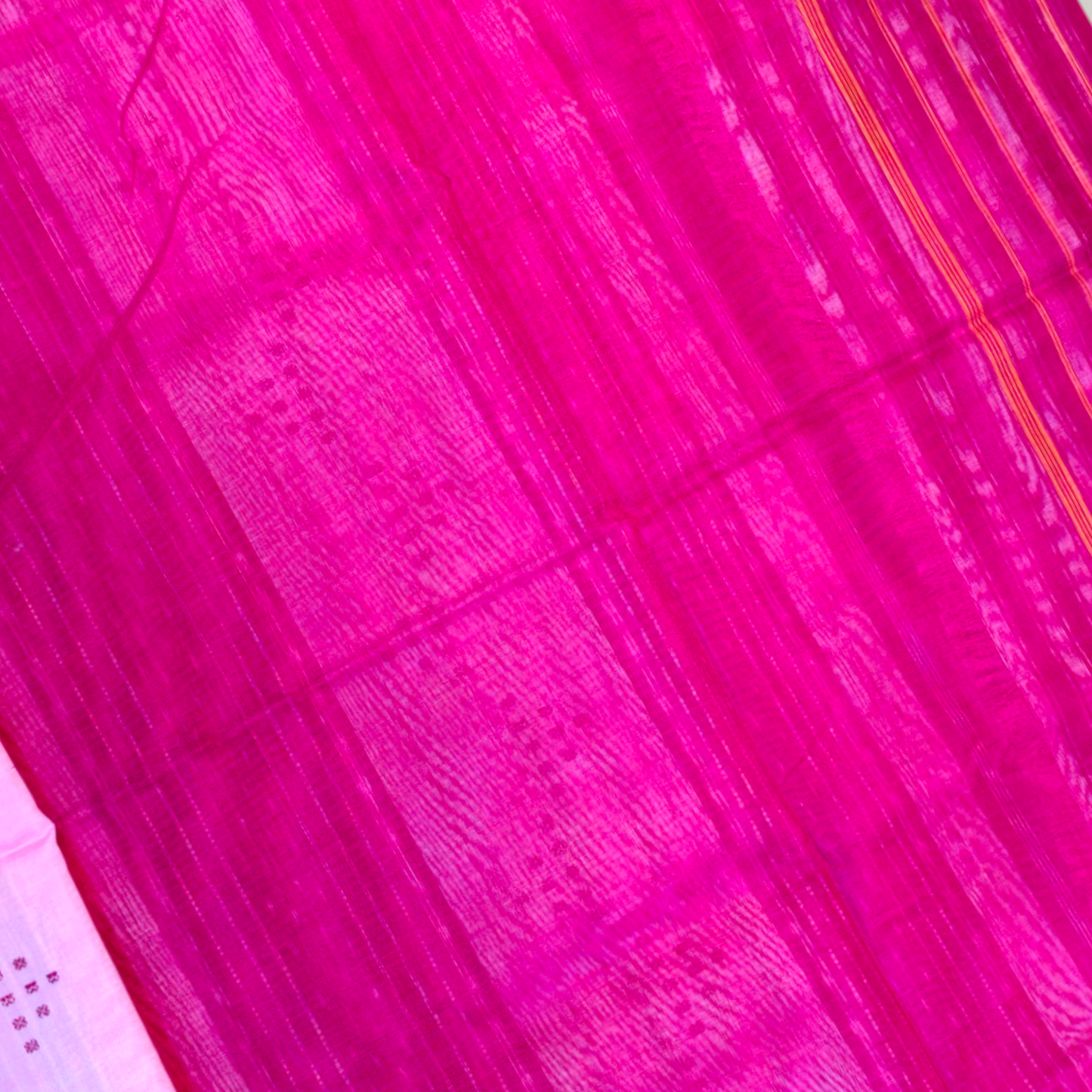 TSC Suta Bapta Saree in Pink and Maroon with Temple | Floral Motifs