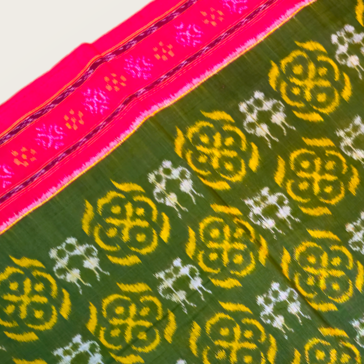 TSC Bandha Cotton Saree in Green |Yellow| Red with Tribal, Flowers | Geometrical Motifs