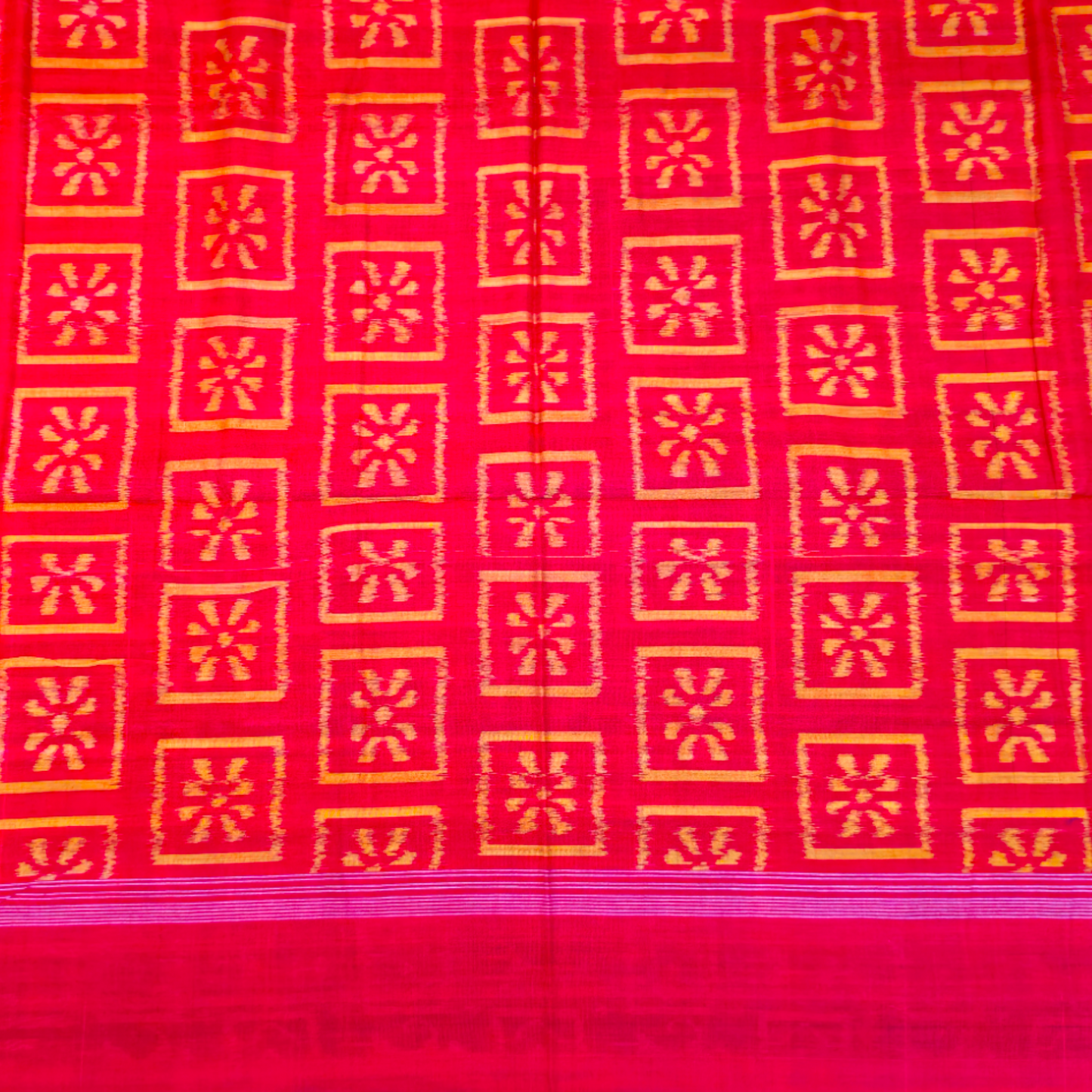 TSC Bandha Cotton Saree in Black, Red | Golden with Tribal Motifs