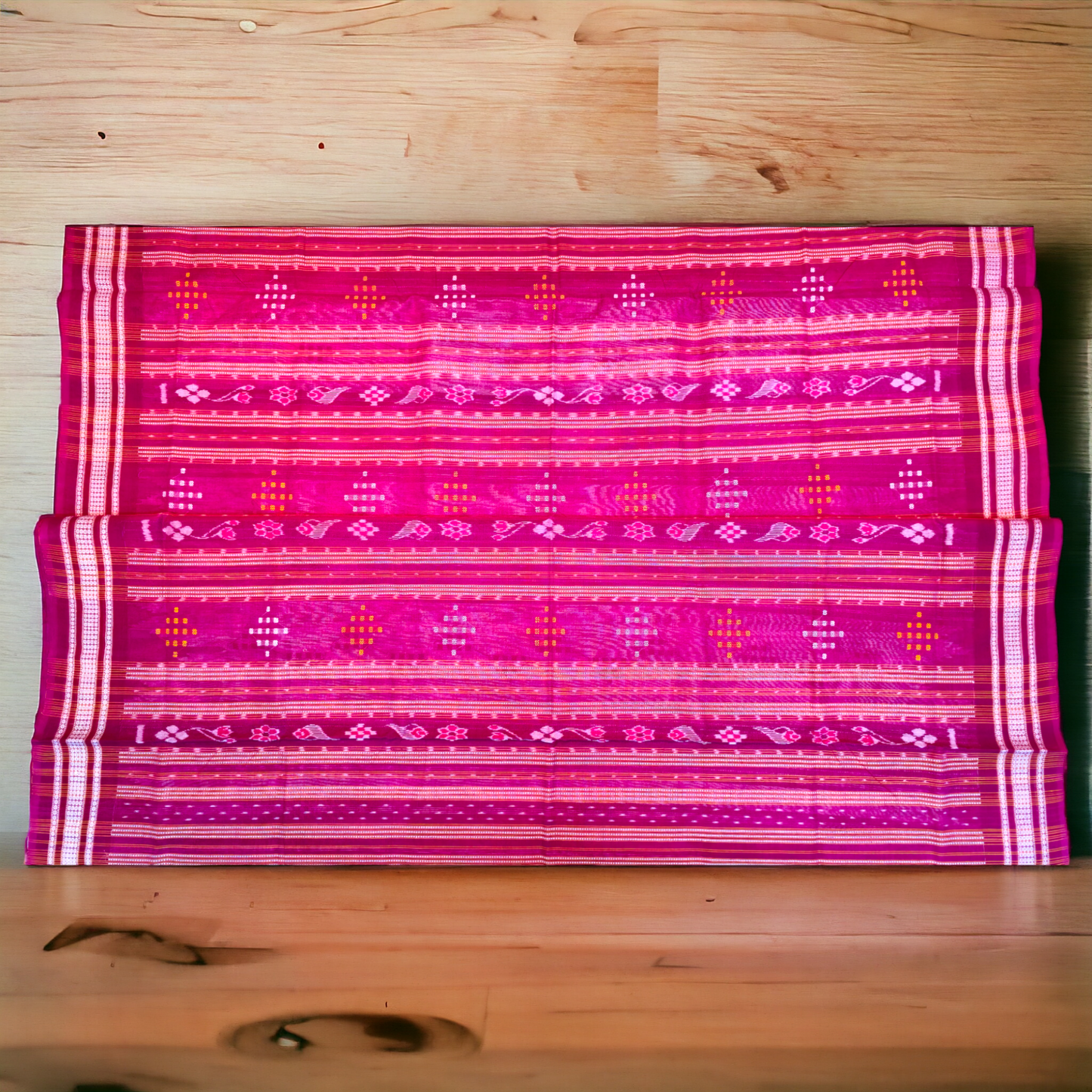 TSC Suta Bapta Saree in Pink and Maroon with Temple | Floral Motifs