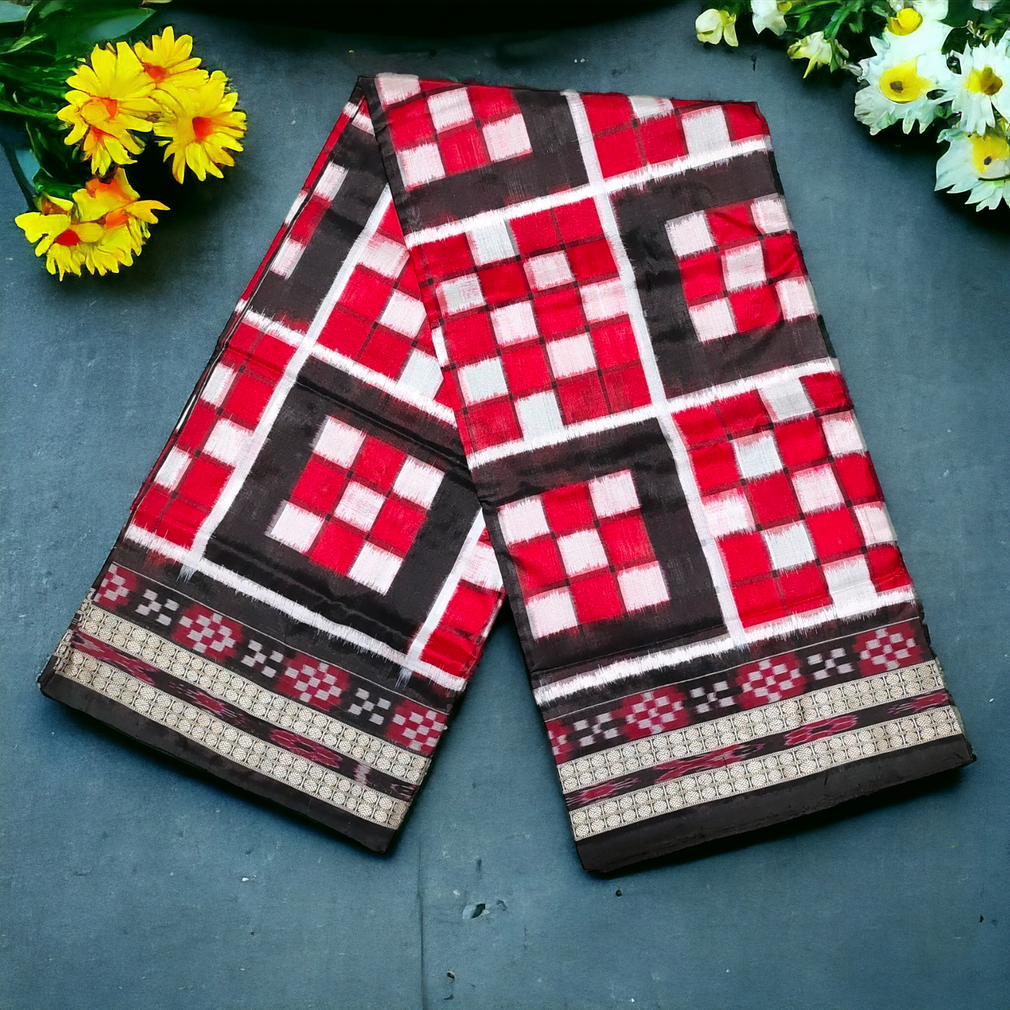 TSC Bandha Pure Silk Saree in Red | Black | White in Pasapalli Patterns | Silk Saree for women