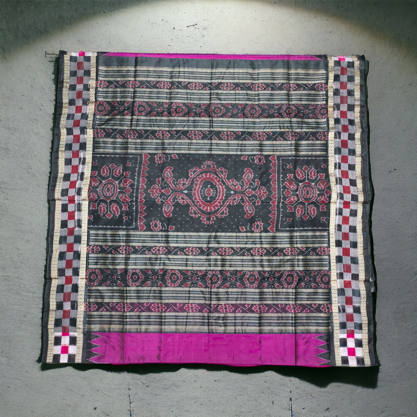 TSC Magenta Purple Pure Silk Bandha Saree with Pasapalli | Floral Motifs