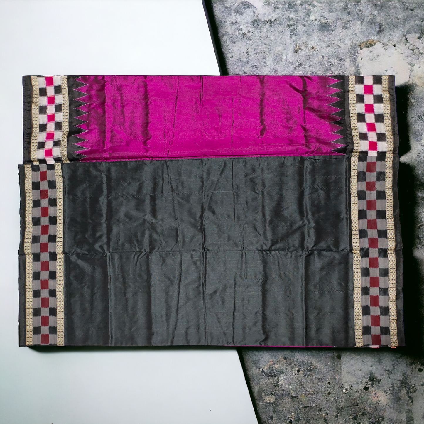 TSC Magenta Purple Pure Silk Bandha Saree with Pasapalli | Floral Motifs