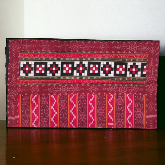 TSC Patchwork Sambalpuri Cotton Saree - Maroon & Black