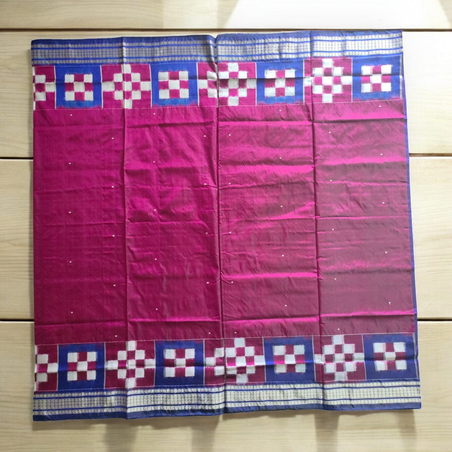 TSC Bandha Silk Saree in Vivid Pink, Navy Blue, and Purple with Bomkai Alpana Motifs | saree for parties