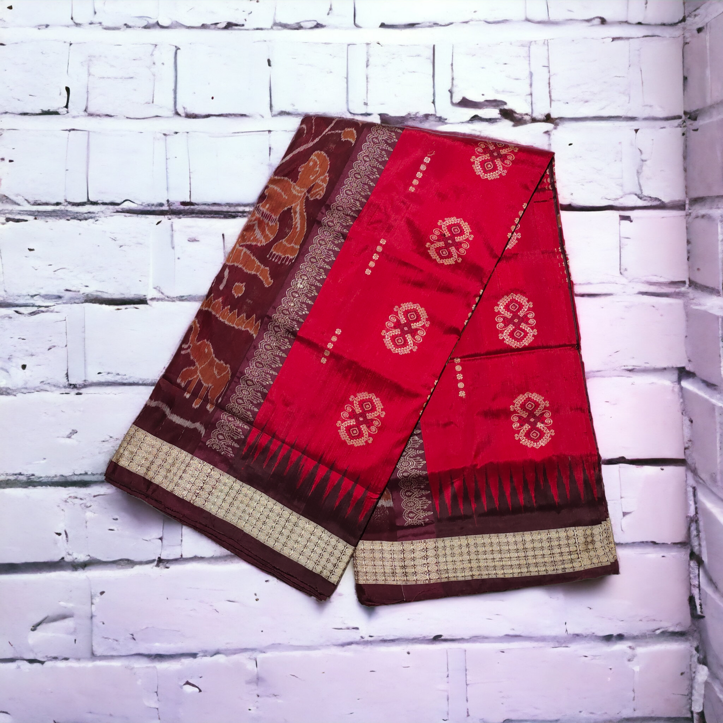 TSC Maroon Elegance Bomkai Bandha Silk Saree