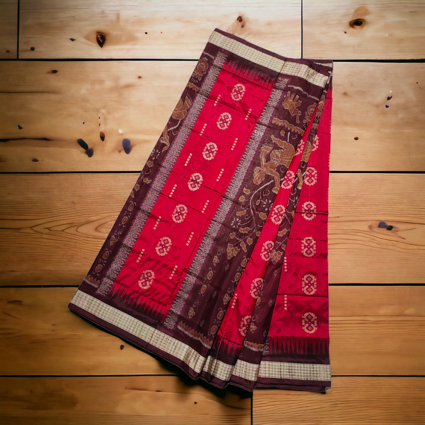 TSC Maroon Elegance Bomkai Bandha Silk Saree