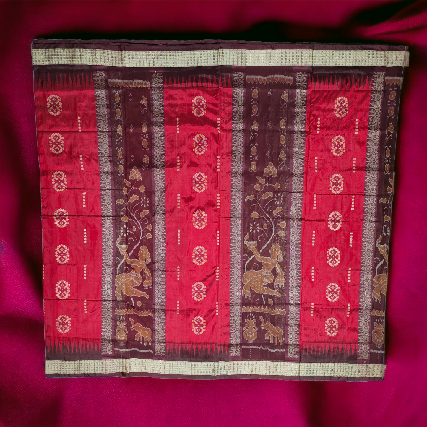TSC Maroon Elegance Bomkai Bandha Silk Saree