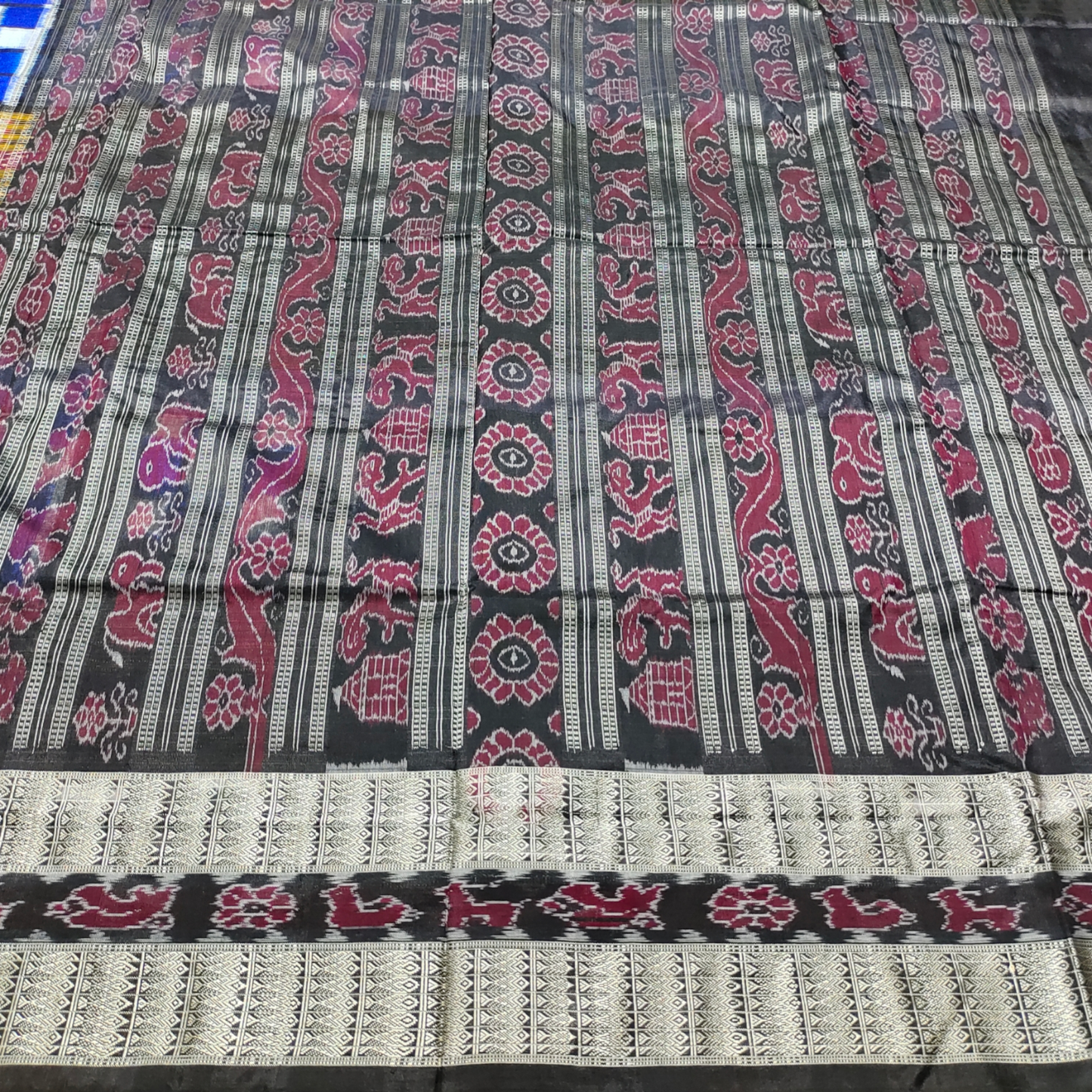 TSC Bandha Pure Silk Saree in Black | Blue | White with Pasapalli Patterns | Pure Silk Saree for women