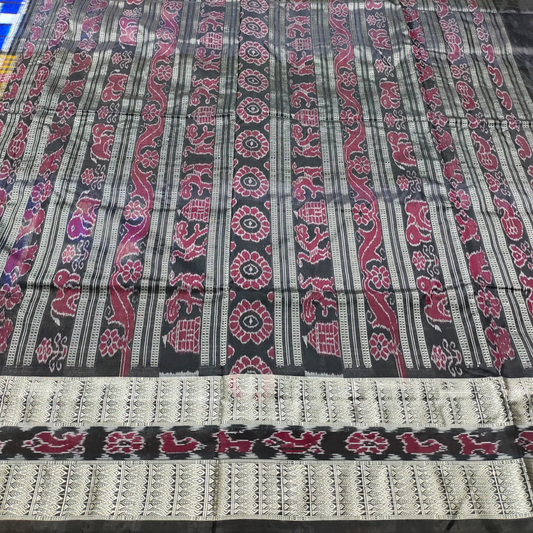 TSC Bandha Pure Silk Saree in Black | Blue | White with Pasapalli Patterns | Pure Silk Saree for women
