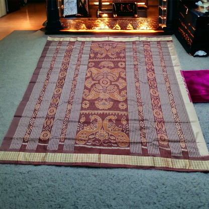 TSC Bandha Silk Saree in Silver | Pink Sapta Design | Maroon with Exquisite Motifs