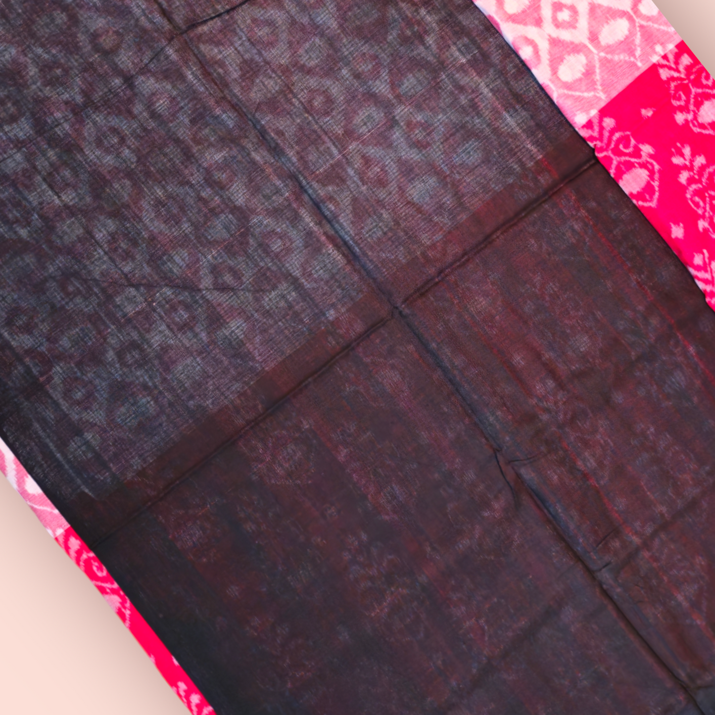 TSC Cotton Saree in Red, Pink | Black with Alpana, Flower | Lata Motifs