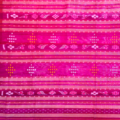 TSC Suta Bapta Saree in Pink and Maroon with Temple | Floral Motifs