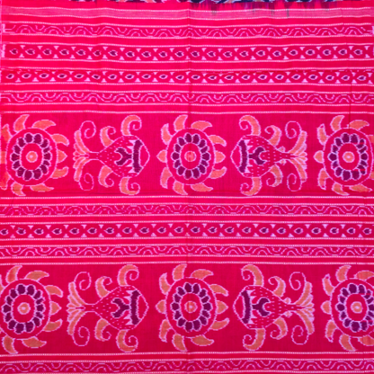 TSC Cotton Saree in Deep Blue | Red with Floral | Geometric Motifs