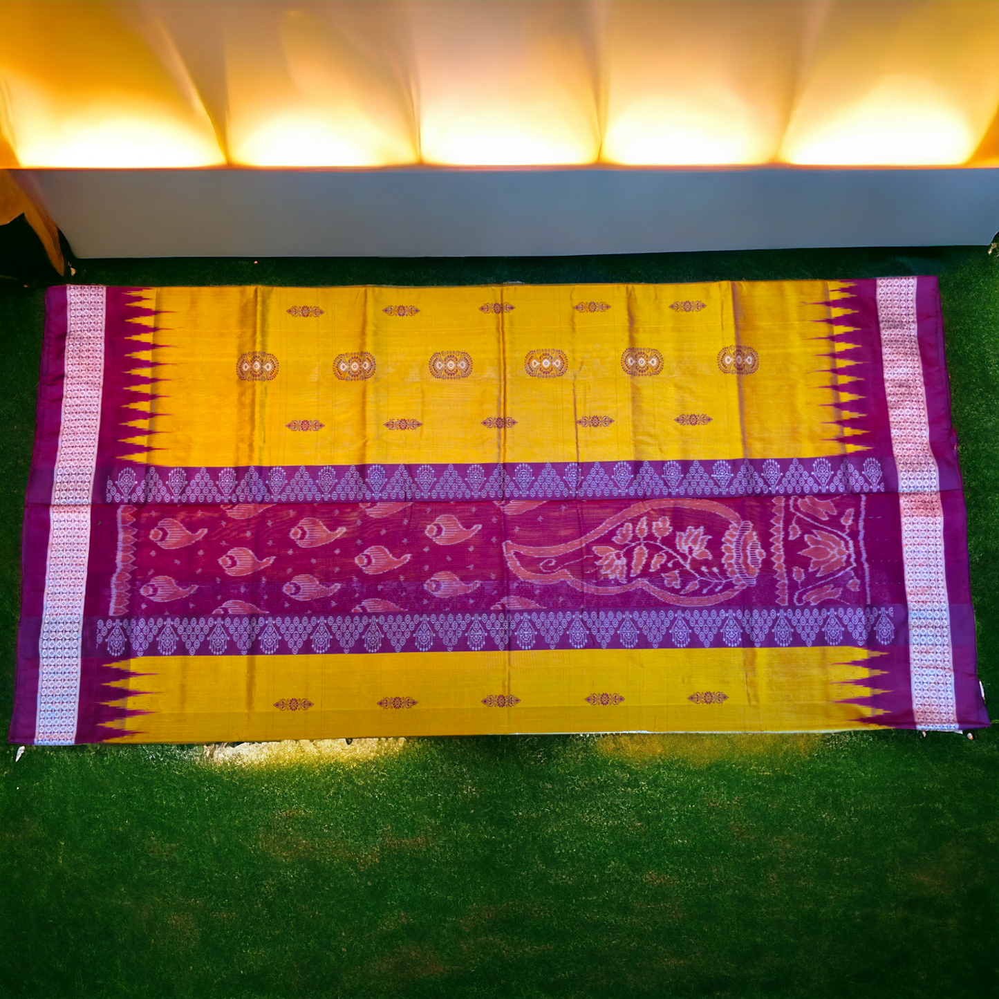 TSC Golden Maroon Silk Saree with Bomkai, Bandha | Alpana Designs