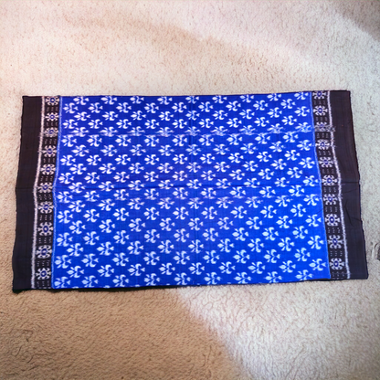 TSC Bandha Cotton Saree in Blue | Black with Flower | Lata Motifs