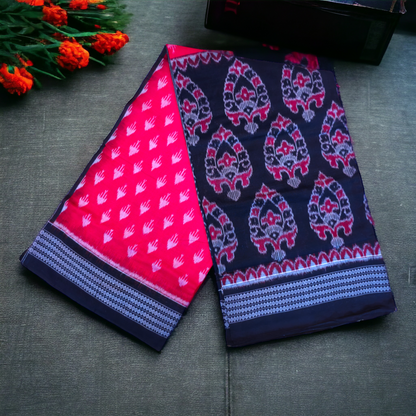 TSC Cotton Saree in Red | Black with Alpana Design Motifs