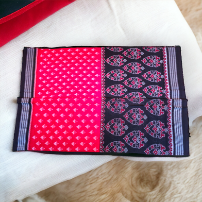 TSC Cotton Saree in Red | Black with Alpana Design Motifs