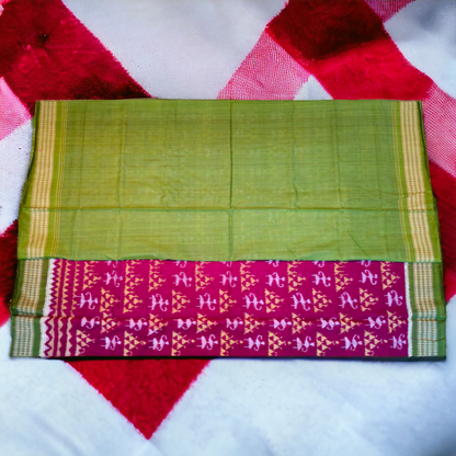 TSC Cotton Saree in Green | Maroon with Tribal Motifs | Pasapalli Design