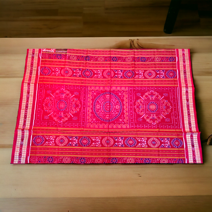 TSC Cotton Saree with Cultural Motifs in Deep Brown | Red Hues