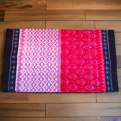 TSC Cotton Saree in Red, Pink | Black with Alpana, Flower | Lata Motifs