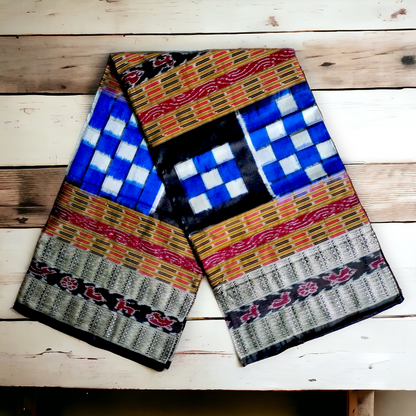 TSC Bandha Pure Silk Saree in Black | Blue | White with Pasapalli Patterns | Pure Silk Saree for women