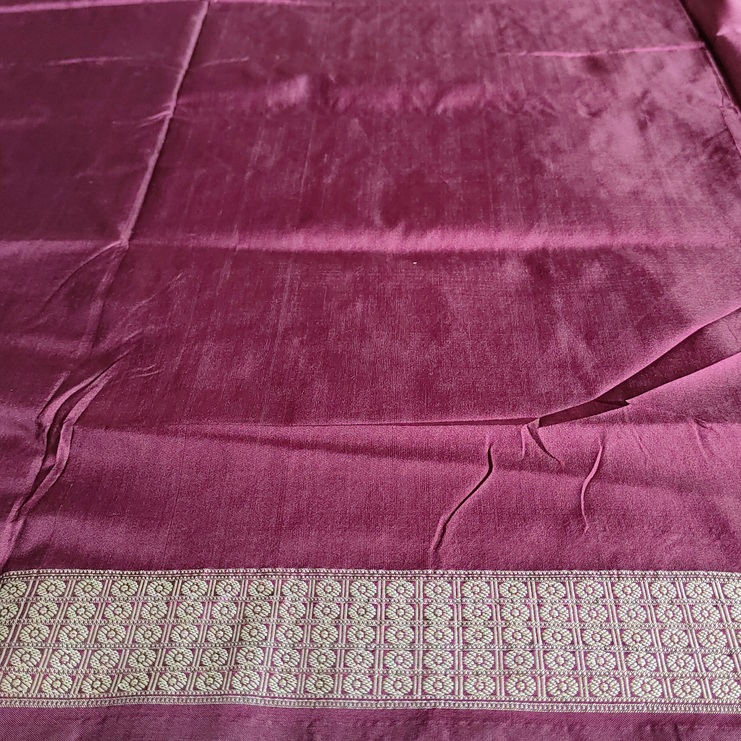 TSC Bomkai Silk Saree in Dark Pink Maroon with Golden Flower Motifs | Silk saree for women