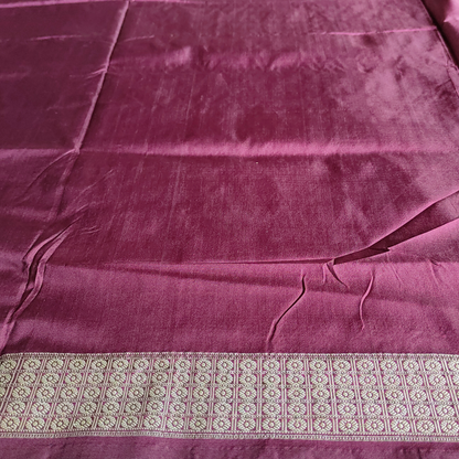 TSC Bomkai Silk Saree in Dark Pink Maroon with Golden Flower Motifs | Silk saree for women