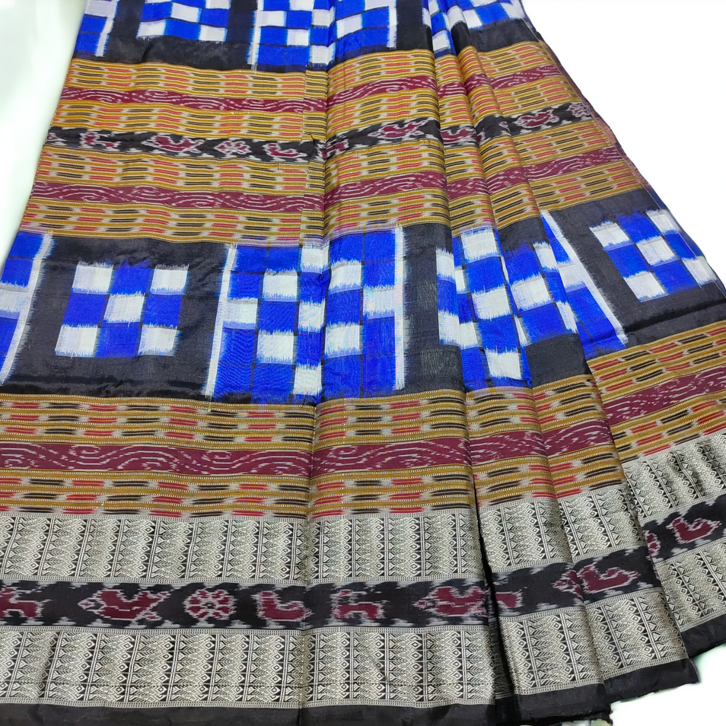 TSC Bandha Pure Silk Saree in Black | Blue | White with Pasapalli Patterns | Pure Silk Saree for women