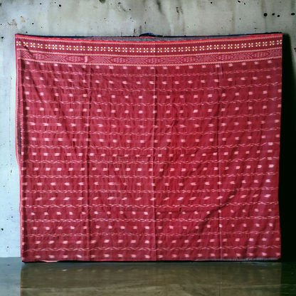 TSC Patchwork Sambalpuri Cotton Saree - Grey, Maroon & Pasapalli design