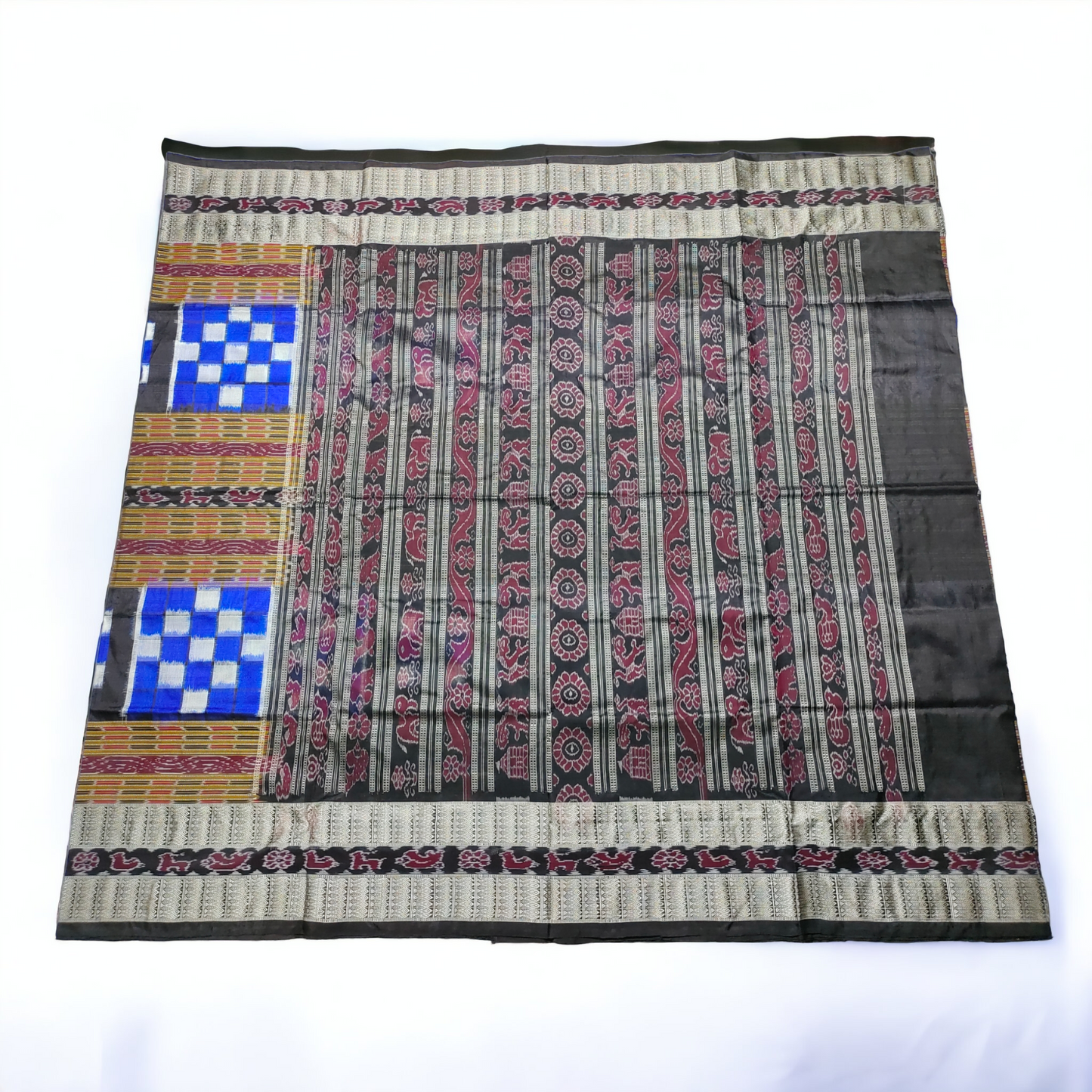 TSC Bandha Pure Silk Saree in Black | Blue | White with Pasapalli Patterns | Pure Silk Saree for women