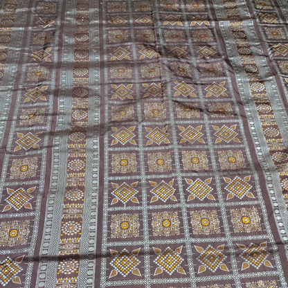 TSC Bomkai Silk Saree in Coffee Brown and Metallic Brass with Pasapalli Patterns