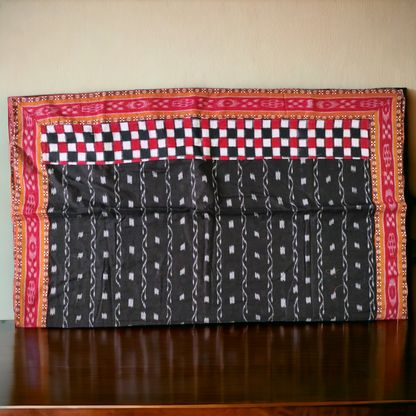 TSC Patchwork Sambalpuri Cotton Saree in Black and Maroon in Pasapalli design